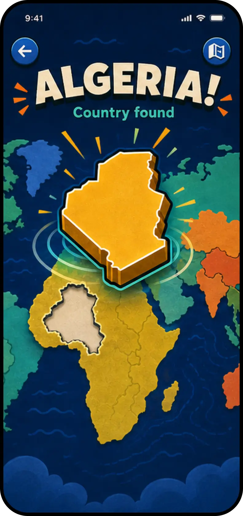 WorldHop meet the country facts screen