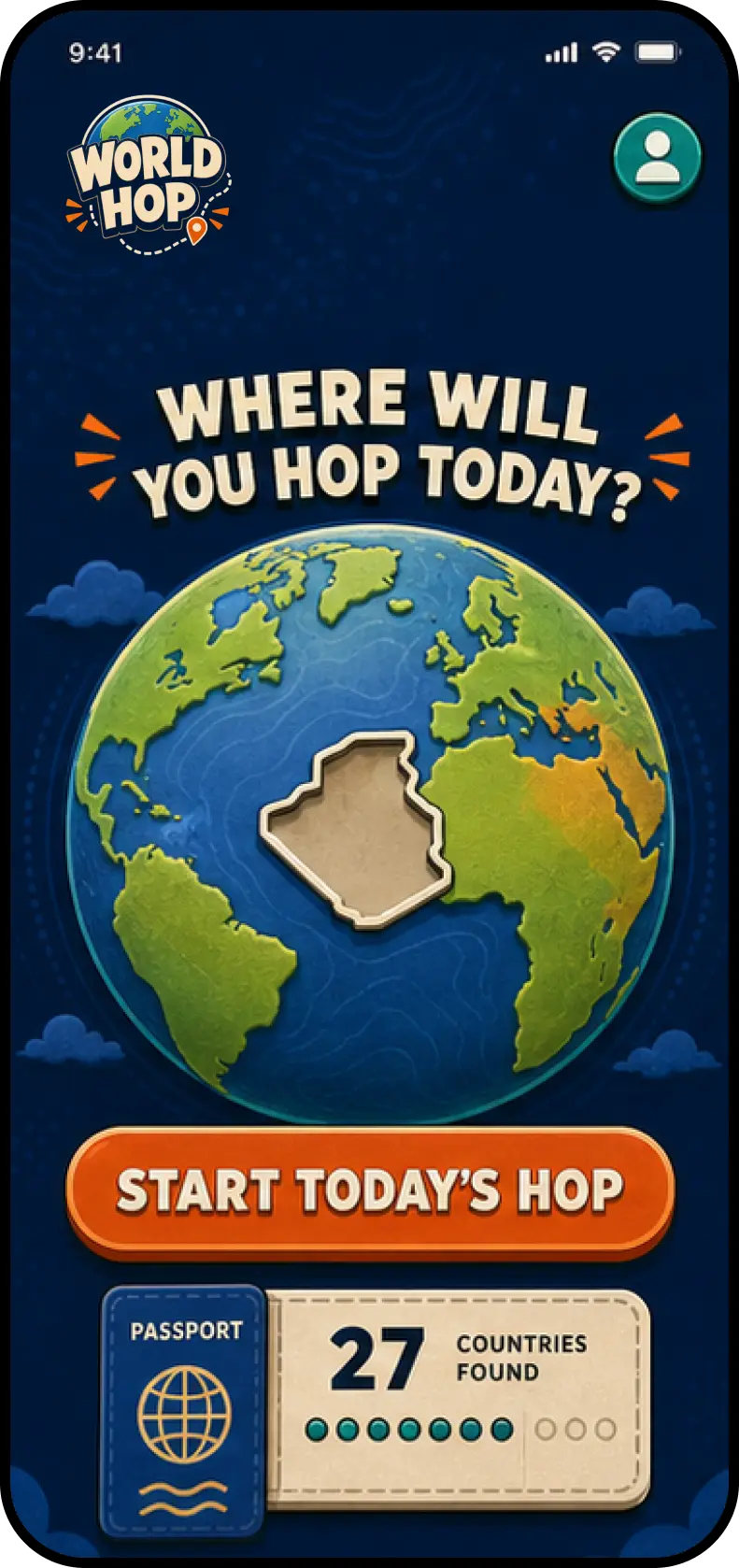 WorldHop weekly explorer card